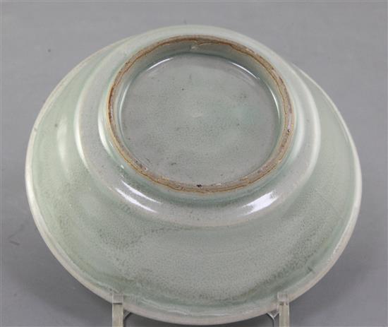 A Chinese celadon conical bowl, possibly Ming dynasty, 12.5cm